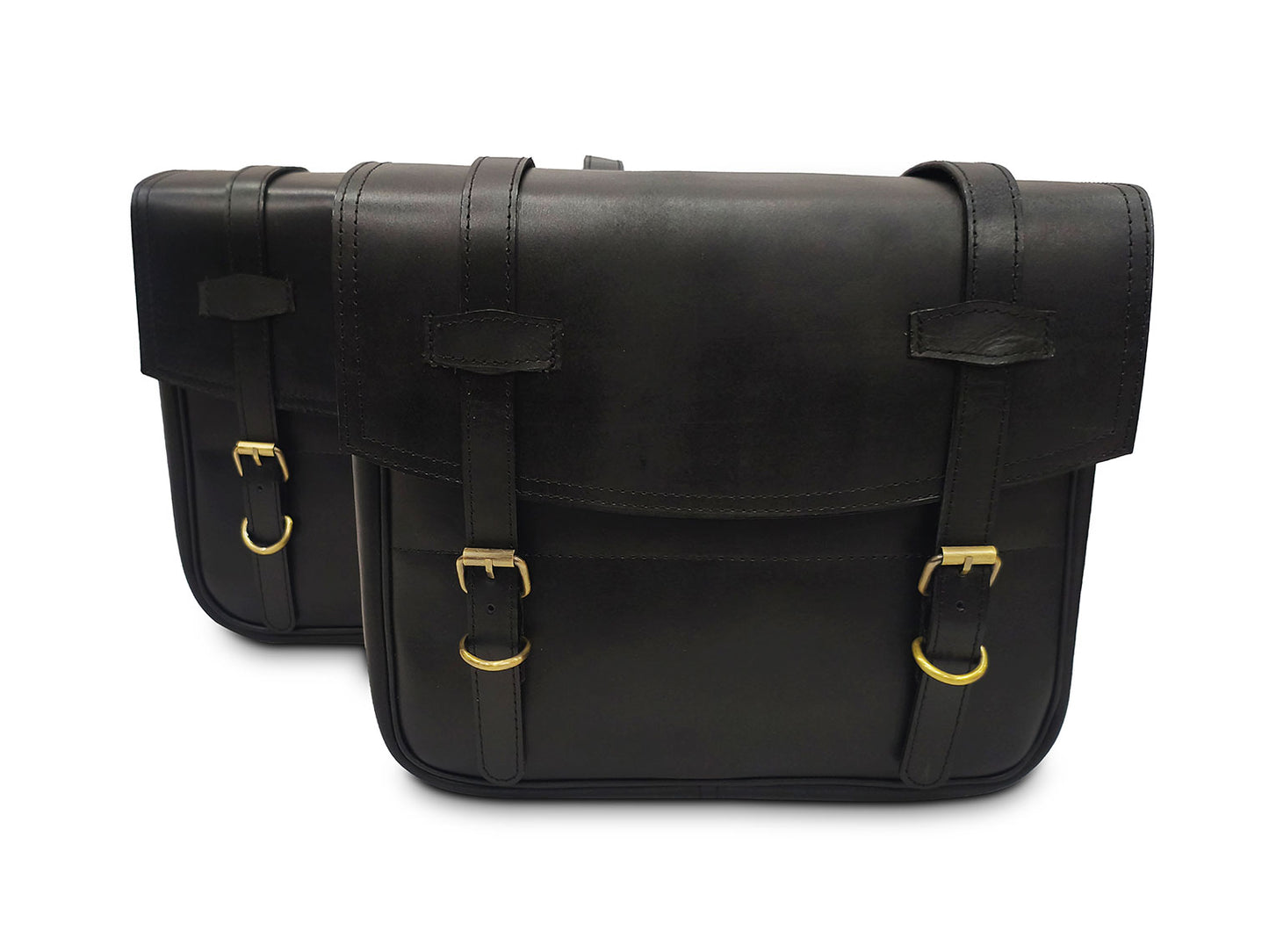 For Royal Enfield Super Meteor 650 Leather Black Color Pannier Bags & Mounting
