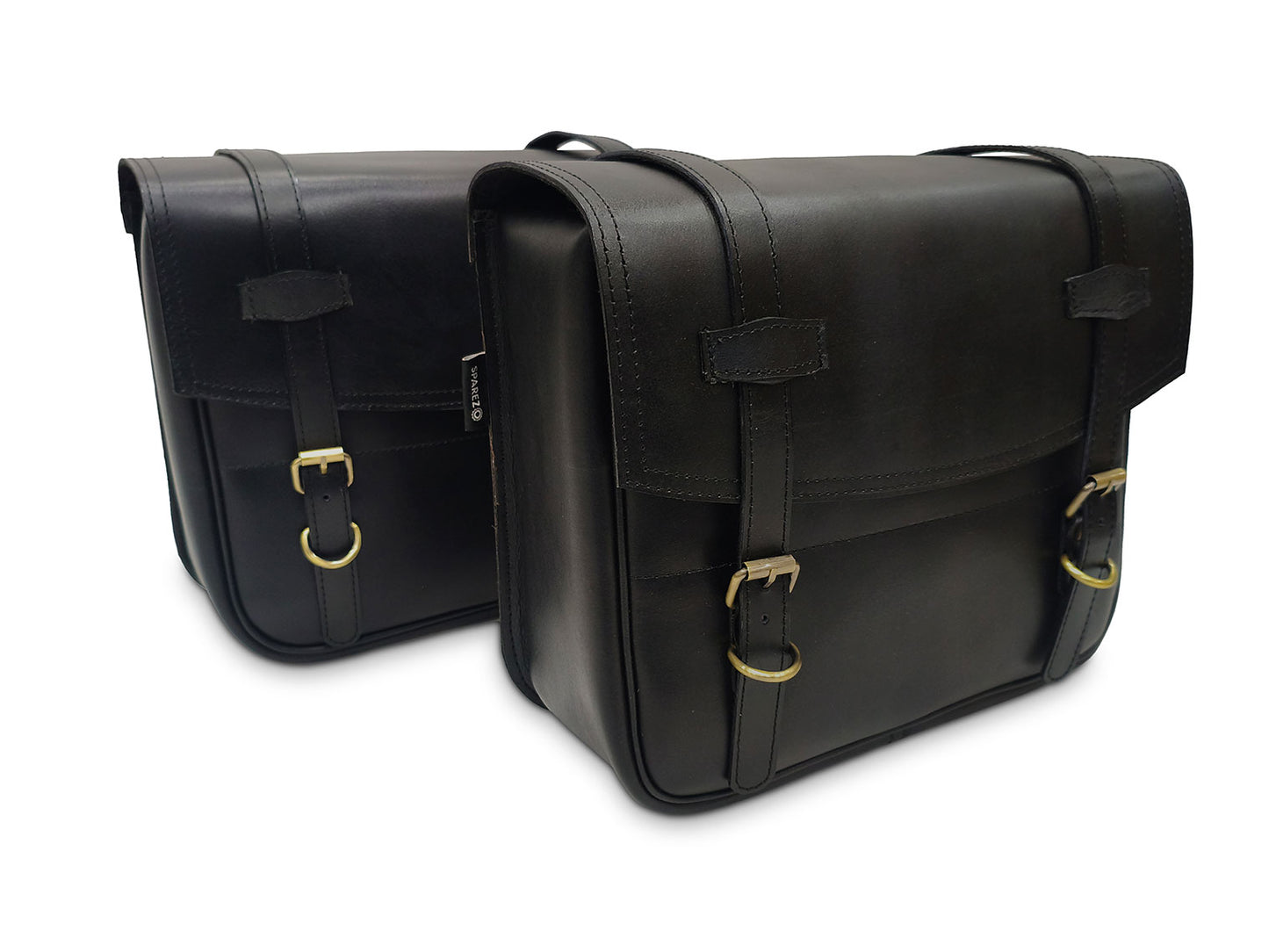 For Royal Enfield Super Meteor 650 Leather Black Color Pannier Bags & Mounting