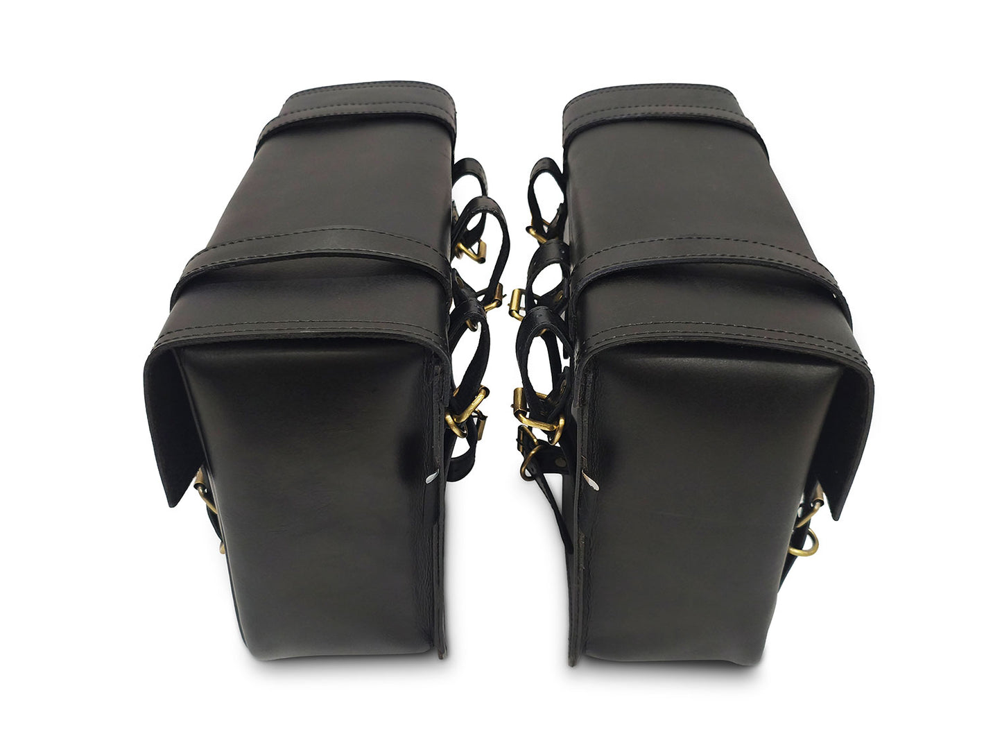 For Royal Enfield Super Meteor 650 Leather Black Color Pannier Bags & Mounting