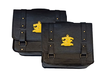 For Royal Enfield Super Meteor 650 Leather Pannier Bags Black With Mounting