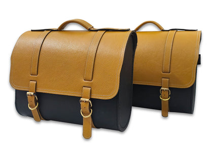 For Royal Enfield Super Meteor 650 Genuine Leather Pannier Bags & Mounting D29