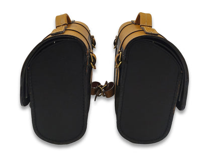 For Royal Enfield Super Meteor 650 Genuine Leather Pannier Bags & Mounting D29