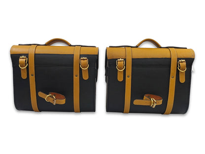 For Royal Enfield Super Meteor 650 Genuine Leather Pannier Bags & Mounting D29