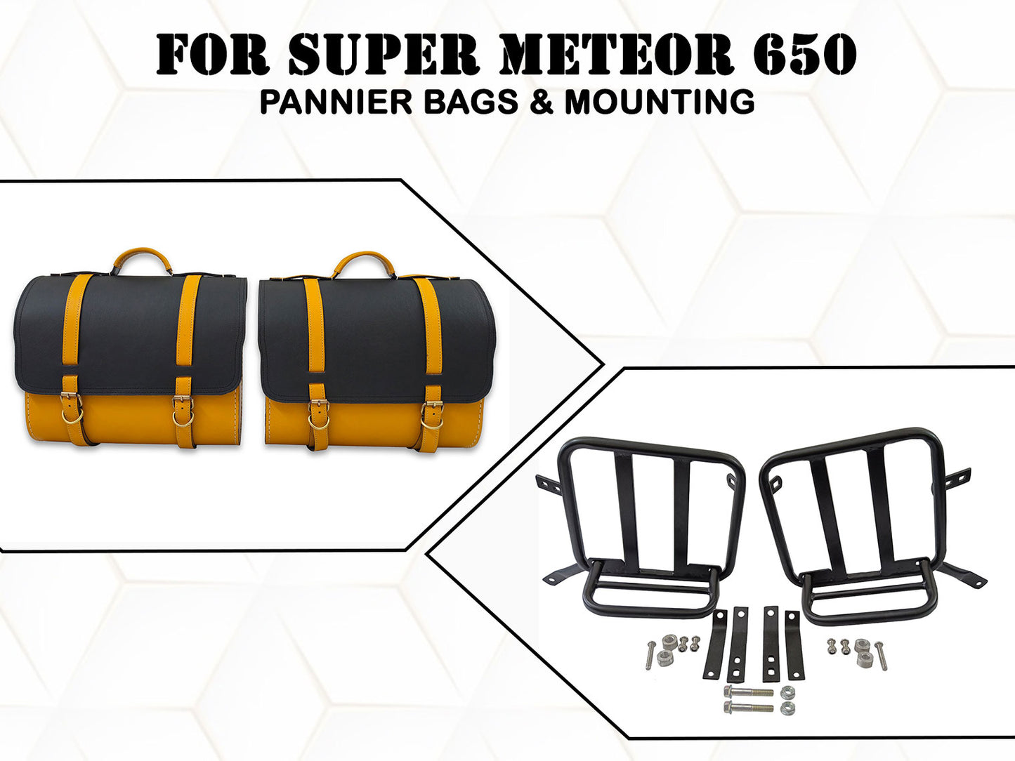 For Royal Enfield Super Meteor 650 Genuine Leather Pannier Bags & Mounting D30