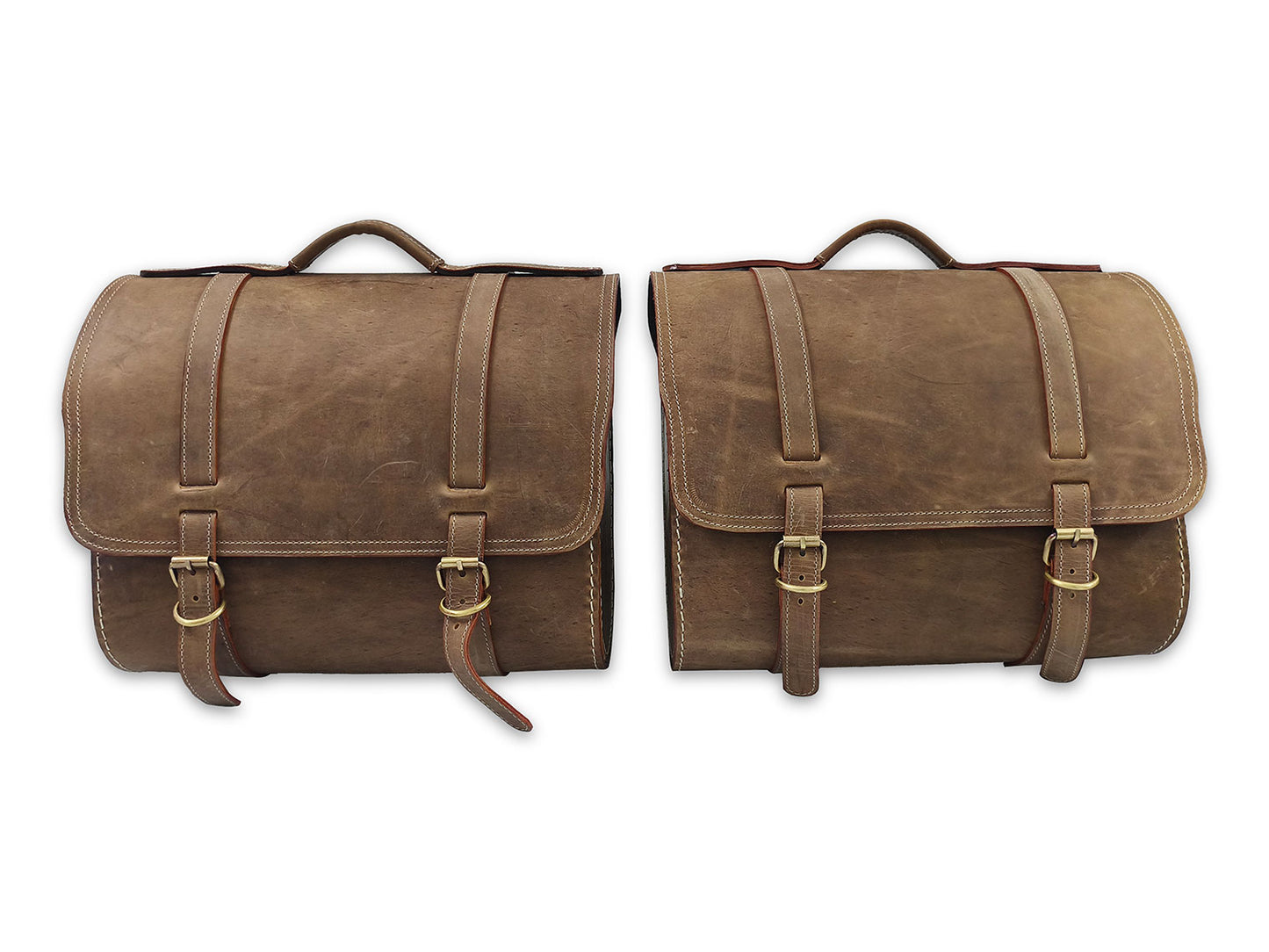 For Royal Enfield Super Meteor 650 Genuine Leather Pannier Bags & Mounting D31