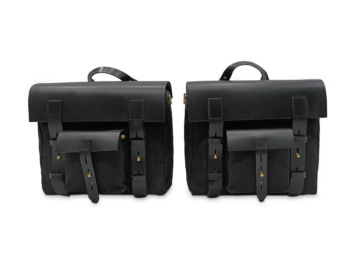 For Royal Enfield Super Meteor 650 Canvas Pannier Bags With Mounting Black