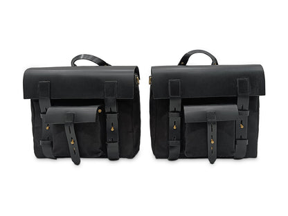 For Royal Enfield Super Meteor 650 Canvas Pannier Bags With Mounting Black