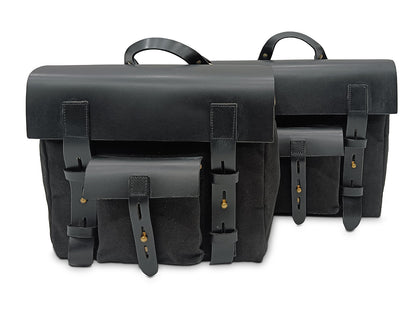 For Royal Enfield Super Meteor 650 Canvas Pannier Bags With Mounting Black