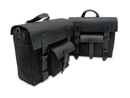 For Royal Enfield Super Meteor 650 Canvas Pannier Bags With Mounting Black