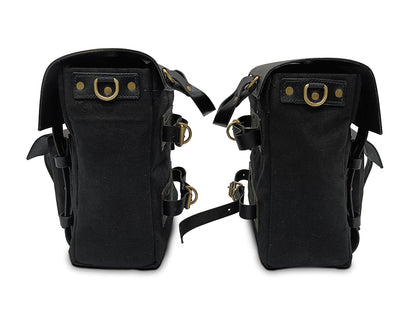 For Royal Enfield Super Meteor 650 Canvas Pannier Bags With Mounting Black