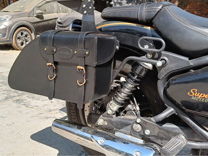 For Royal Enfield Super Meteor 650 Leather Pannier Bags with Saddle Stays
