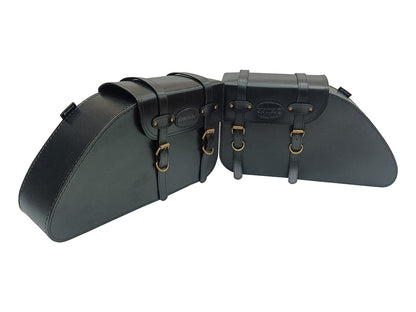 For Royal Enfield Super Meteor 650 Leather Pannier Bags with Saddle Stays