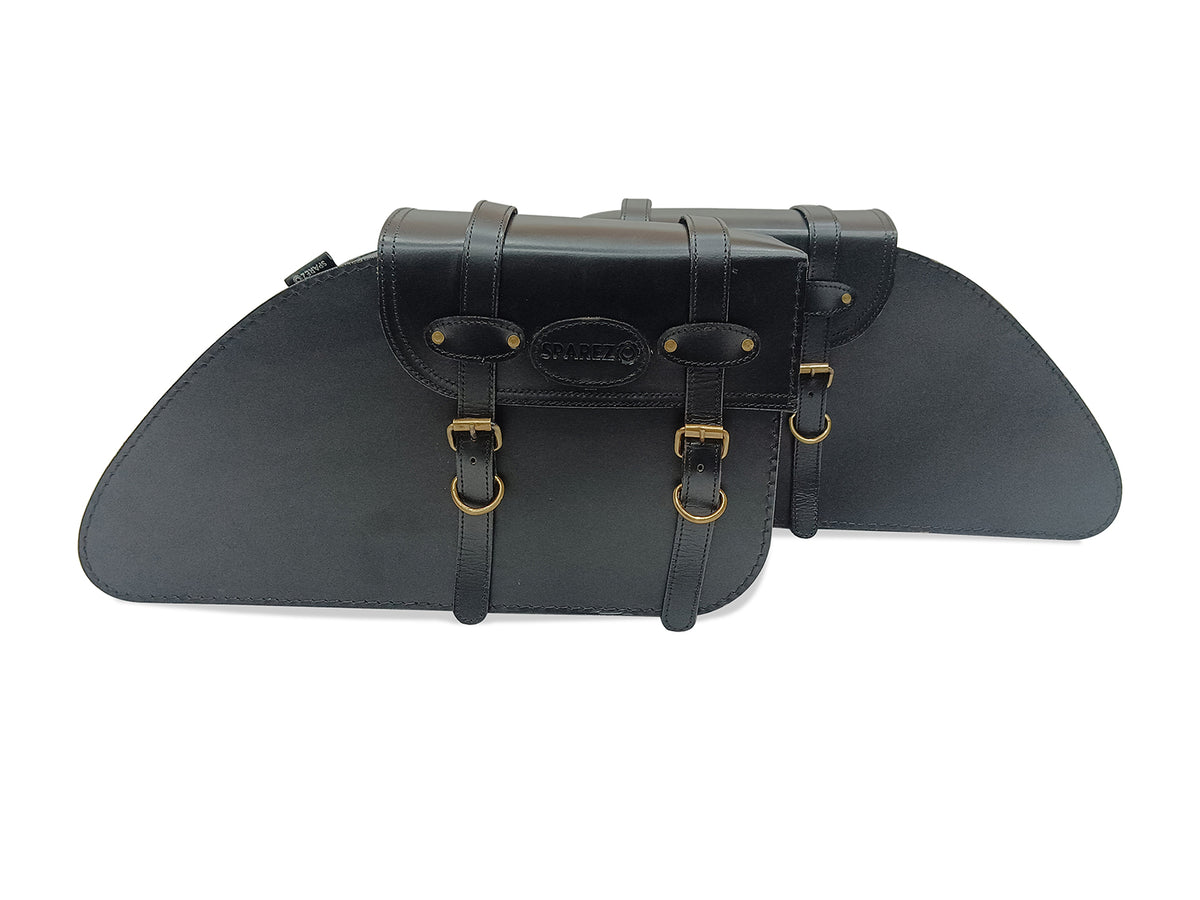For Royal Enfield Super Meteor 650 Leather Pannier Bags with Saddle Stays