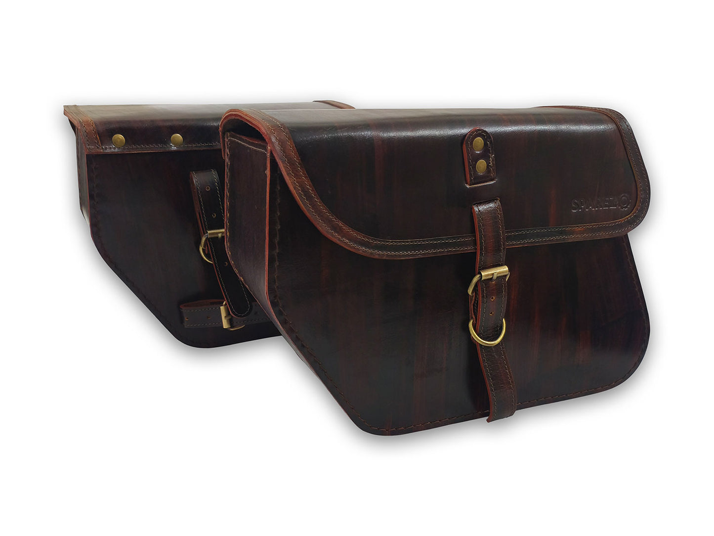 For Royal Enfield Super Meteor 650 Pannier Bags Antique Brown Pair & Saddle Stay