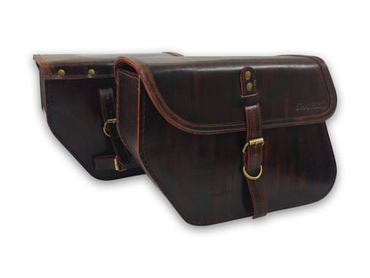 For Royal Enfield Super Meteor 650 Pannier Bags Antique Brown Pair & Saddle Stay
