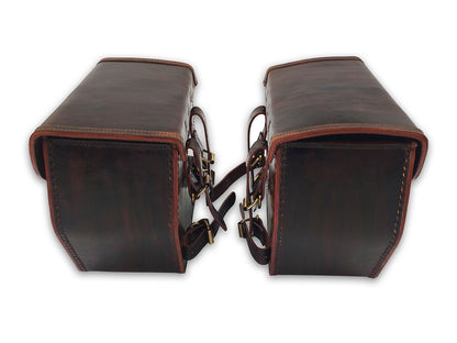 For Royal Enfield Super Meteor 650 Pannier Bags Antique Brown Pair & Saddle Stay