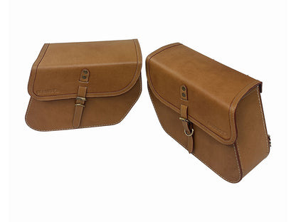 Fit For Royal Enfield Super Meteor 650 Pannier Tan Bags Pair with Saddle Stay