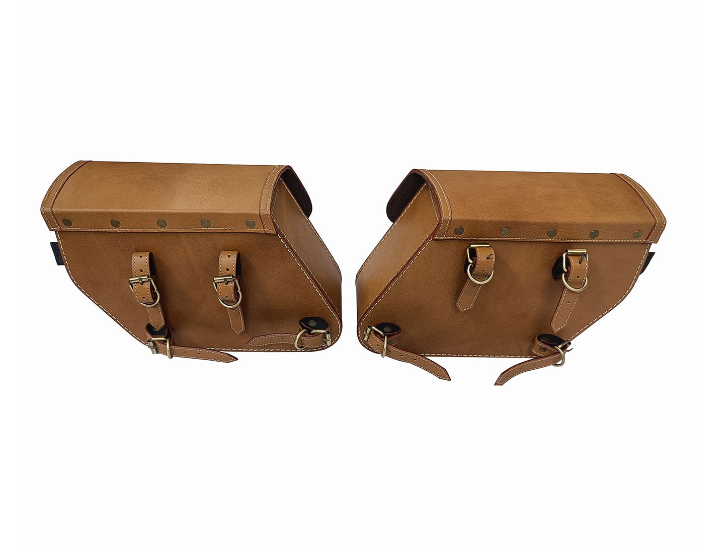 Fit For Royal Enfield Super Meteor 650 Pannier Tan Bags Pair with Saddle Stay
