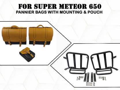 For Royal Enfield Super Meteor 650 Pannier Bags With Tank Pouch & Mounting D27