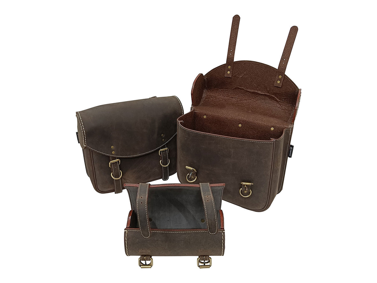 For Royal Enfield Super Meteor 650 Leather Tool Bag, Pannier Bags & Mounting