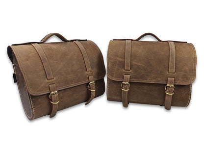 For Royal Enfield Super Meteor & Shotgun 650 Genuine Leather Pannier Bags D3