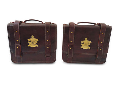 For Royal Enfield Super Meteor & Shotgun 650 Leather Pannier Bags D4