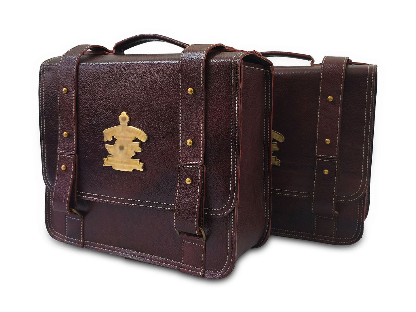 For Royal Enfield Super Meteor & Shotgun 650 Leather Pannier Bags D4