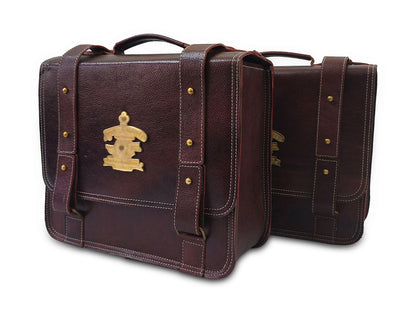 For Royal Enfield Super Meteor & Shotgun 650 Leather Pannier Bags D4