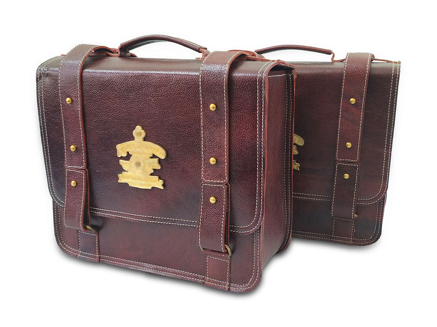 For Royal Enfield Super Meteor & Shotgun 650 Leather Pannier Bags D4
