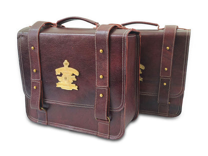For Royal Enfield Super Meteor & Shotgun 650 Leather Pannier Bags D4