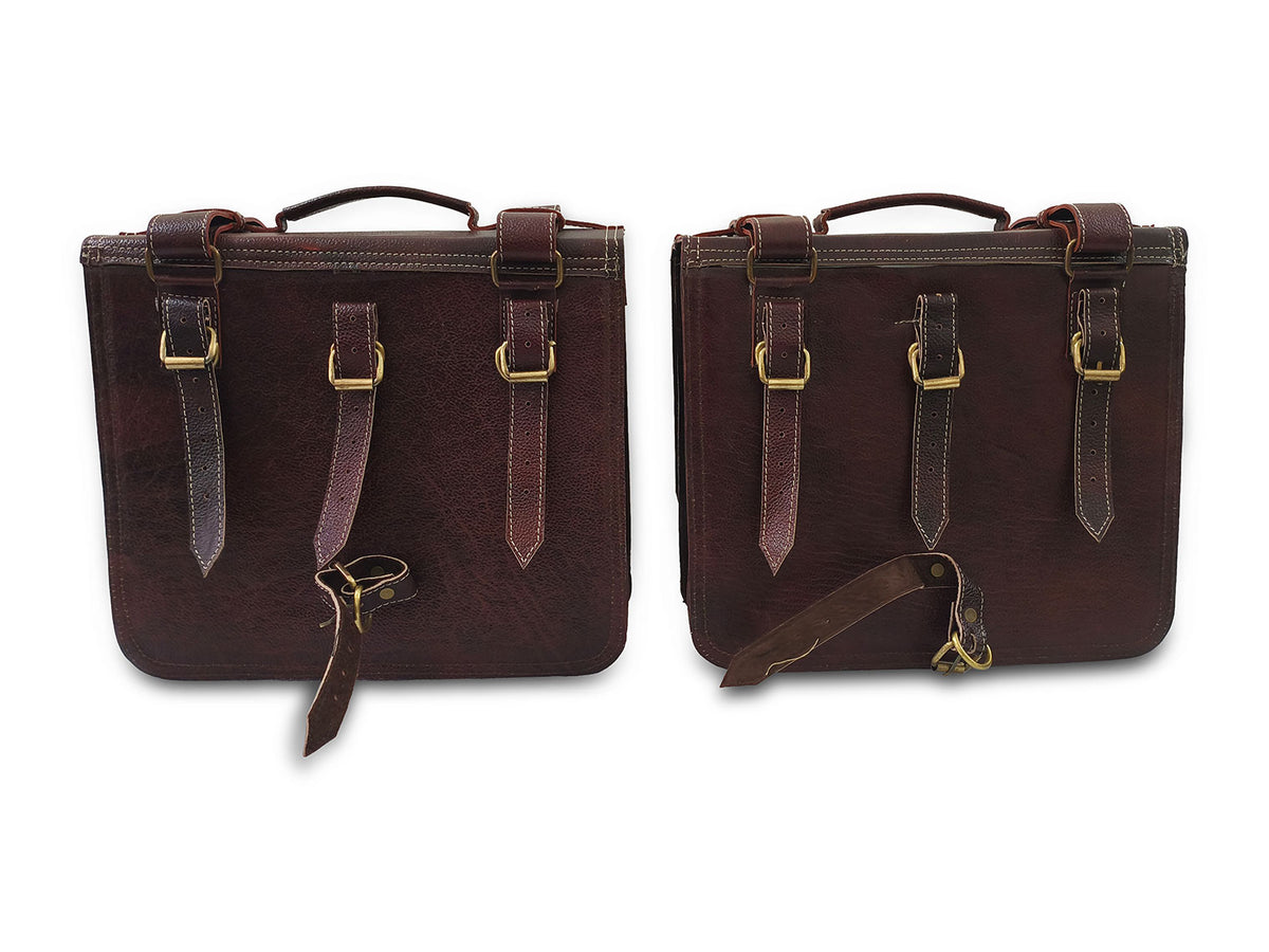 For Royal Enfield Super Meteor & Shotgun 650 Leather Pannier Bags D4