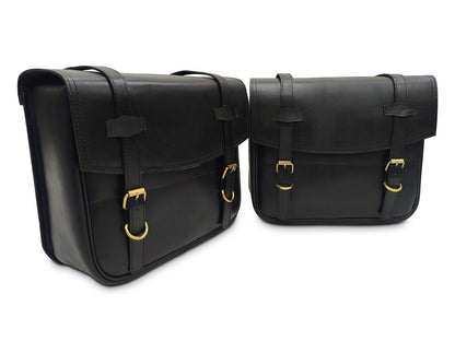 For Royal Enfield Super Meteor & Shotgun 650 Leather Black Color Pannier Bags