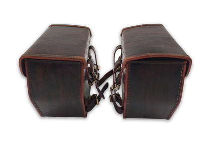 Fit For Royal Enfield Shotgun & Super Meteor 650 Antique Brown Saddle Bags Pair