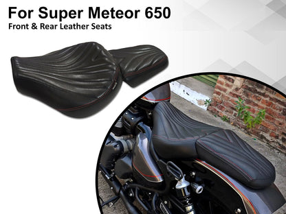 For Royal Enfield Super Meteor 650 Front & Rear Genuine Leather Seat