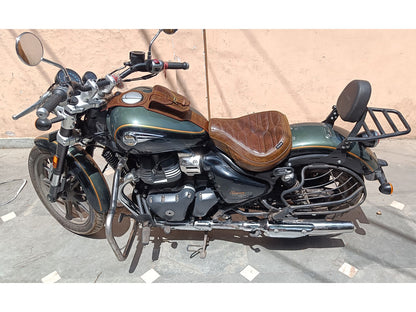 For Royal Enfield Super Meteor 650 Rusty Brown Front Seat with Tank Belt