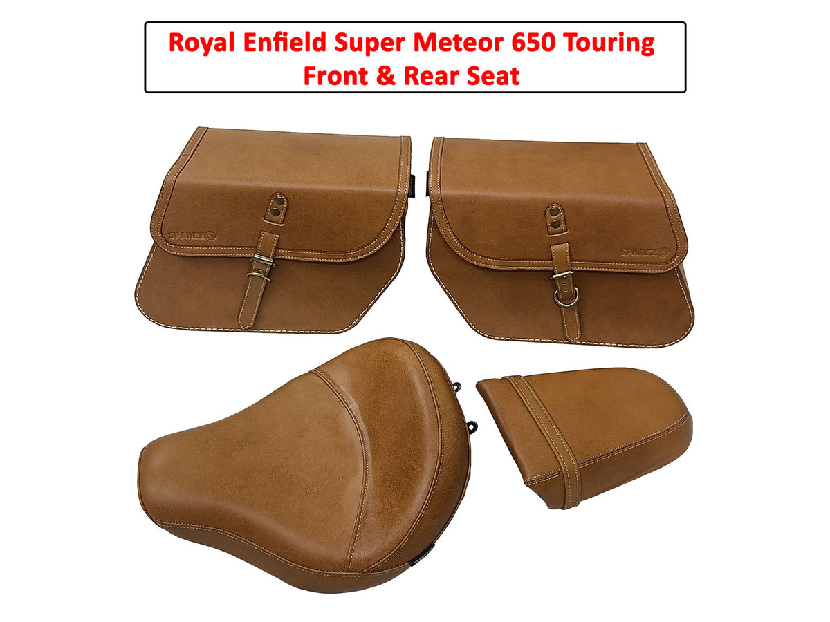 For Royal Enfield Super Meteor 650 Front & Rear Seat with Pannier Bags Pair