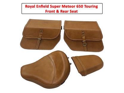 For Royal Enfield Super Meteor 650 Front & Rear Seat with Pannier Bags Pair