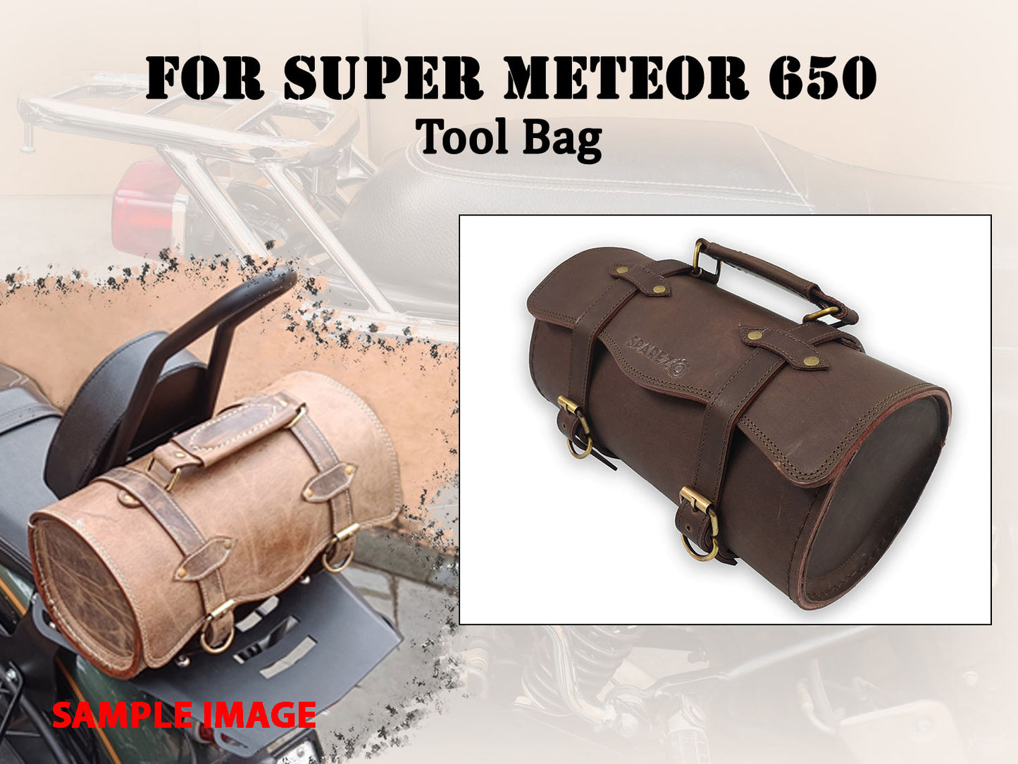 For Royal Enfield Super Meteor 650 Tool Bag Rusty Brown