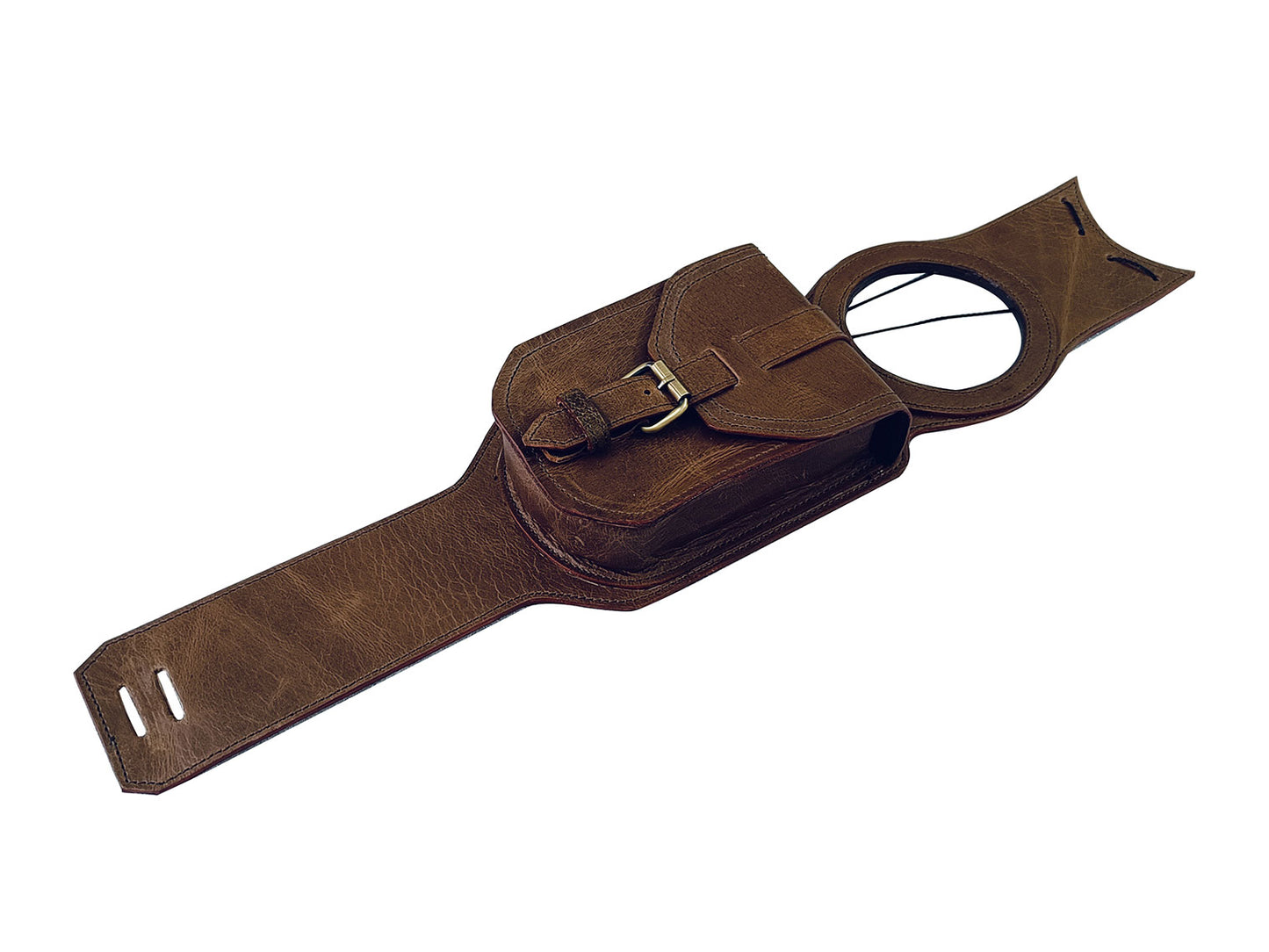 For Royal Enfield Super Meteor 650 Brown Leather Fuel Gas Tank Belt