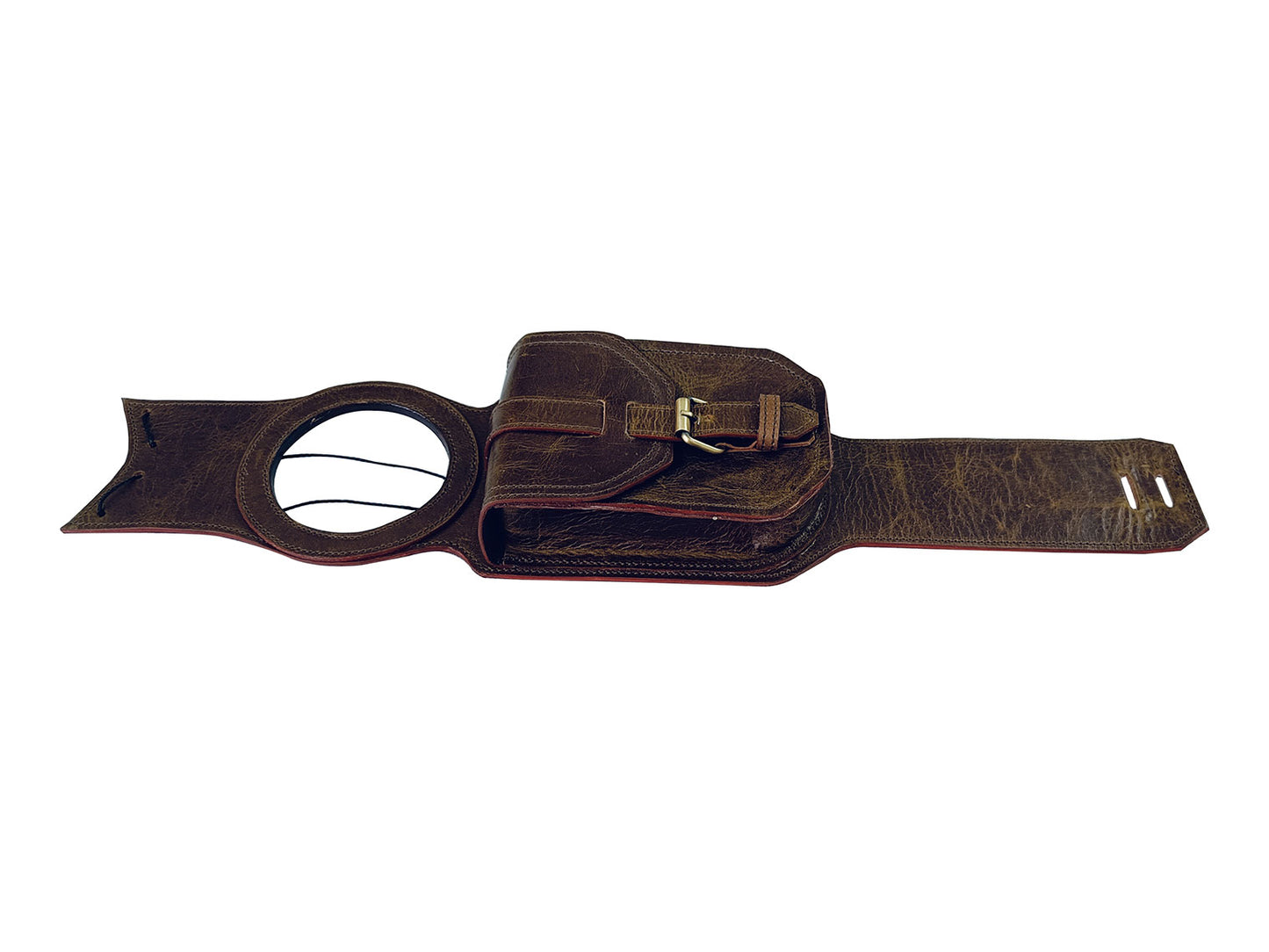 For Royal Enfield Super Meteor 650 Rusty Brown Leather Fuel Gas Tank Belt