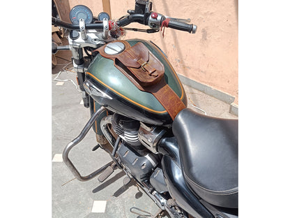 For Royal Enfield Super Meteor 650 Rusty Brown Leather Fuel Gas Tank Belt