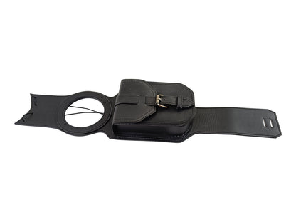 For Royal Enfield Super Meteor 650 Black Leather Fuel Gas Tank Belt