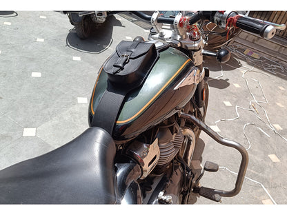 For Royal Enfield Super Meteor 650 Black Leather Fuel Gas Tank Belt