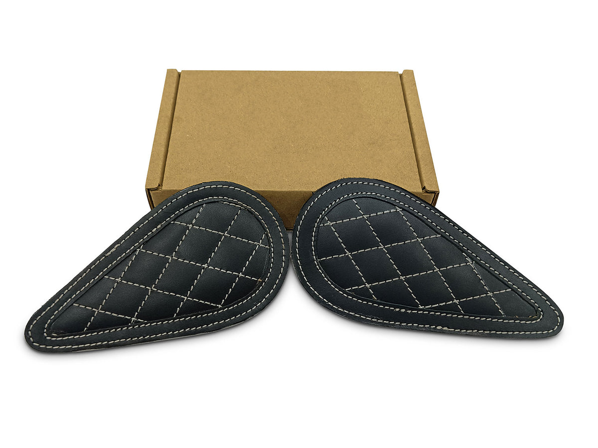 Fit For Royal Enfield Super Meteor 650 Leather Tank Knee Pad Black D1