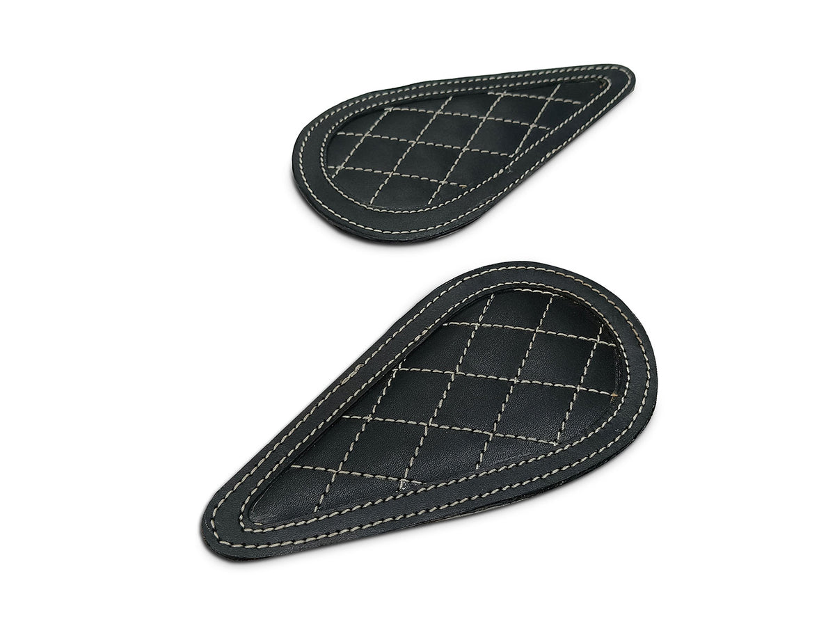 Fit For Royal Enfield Super Meteor 650 Leather Tank Knee Pad Black D1