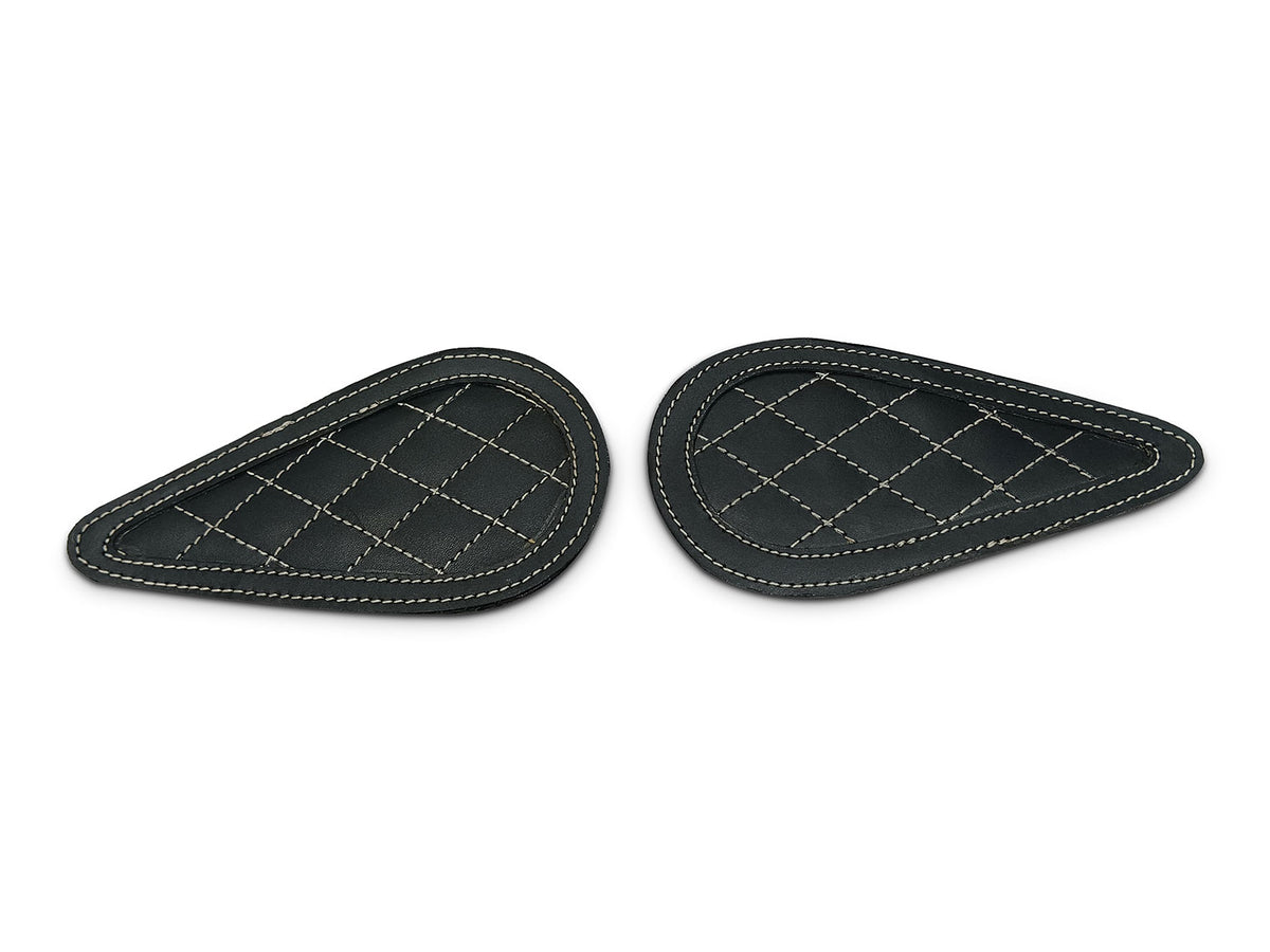 Fit For Royal Enfield Super Meteor 650 Leather Tank Knee Pad Black D1