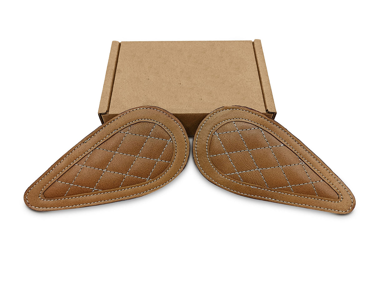 For Royal Enfield Super Meteor 650 Leather Tank Knee Pad Brown D2