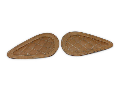 For Royal Enfield Super Meteor 650 Leather Tank Knee Pad Brown D2