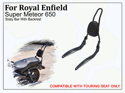 For Royal Enfield Super Meteor 650 Touring Sissy Bar With Backrest Black