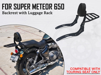 For Royal Enfield Super Meteor 650 Touring Luggage Rack With Backrest Black D1